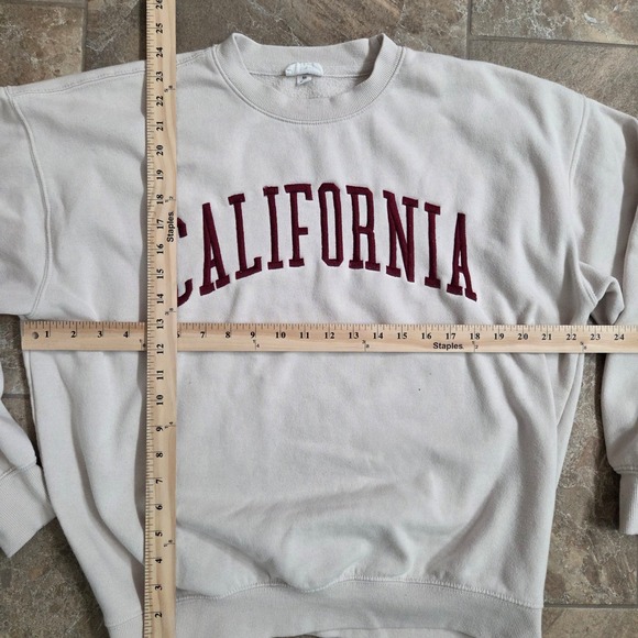 Reflex California Crewneck Sweatshirt‎ Cream Maroon College Style Size M - Picture 6 of 9
